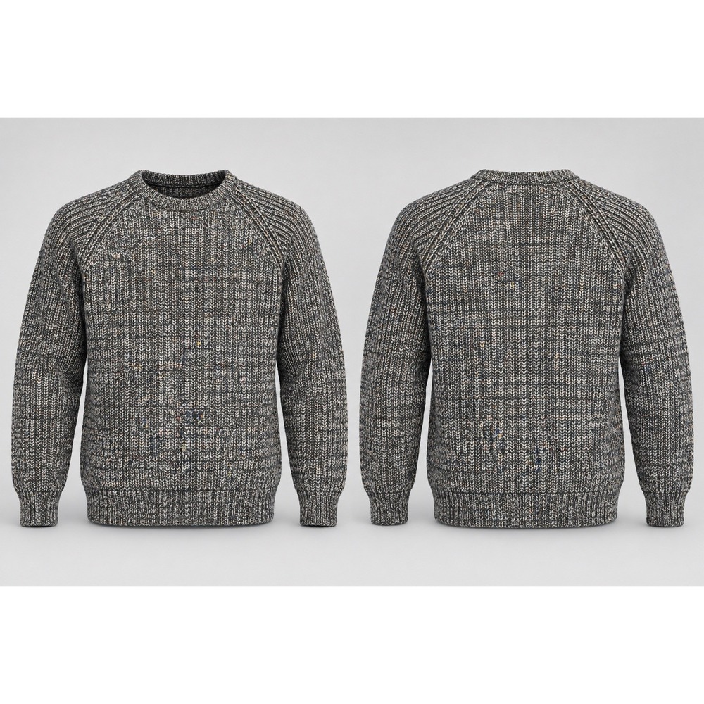 VTG Nordstrom Crewneck Sweater Men Large Gray Wool Blend Heavy Knit